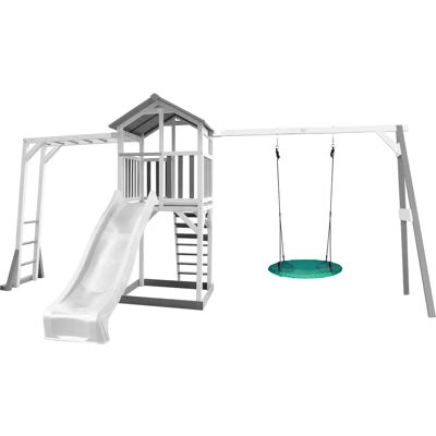 AXI Beach Tower mit Klettergerüst und Schaukel - Wetterfester Holzspielplatz AXI Beach Tower mit Klettergerüst und Schaukel - Wetterfester Holzspielplatz