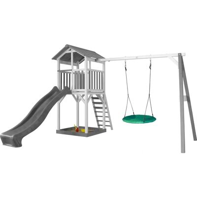 AXI Beach Tower mit Summer Nest Schaukel - Grau/weiß - Spielturm AXI Beach Tower mit Summer Nest Schaukel - Grau/weiß - Spielturm