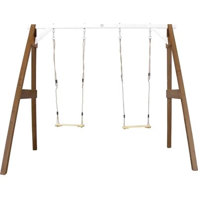 AXI Double Balançoire Marron/Blanc - Équipement de jardin - Publicité AXI Double Balançoire Marron/Blanc - Équipement de jardin - Publicité