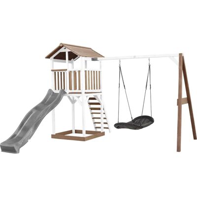 Torre de juego AXI Beach con columpio Roxy Nest - Gris y marrón Torre de juego AXI Beach con columpio Roxy Nest - Gris y marrón