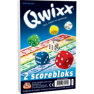 Feuilles de score White Goblin Games Qwixx - Publicité Feuilles de score White Goblin Games Qwixx - Publicité