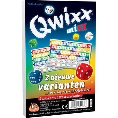 Feuilles de score Qwixx Mixx de White Goblin Games - Extension de jeu - Publicité Feuilles de score Qwixx Mixx de White Goblin Games - Extension de jeu - Publicité