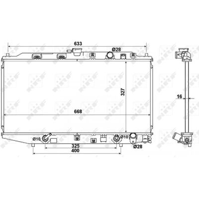 NRF 664 325 16 Aluminium Radiator - Til Honda Civic 4 Hatchback, CRX 2 NRF 664 325 16 Aluminium Radiator - Til Honda Civic 4 Hatchback, CRX 2