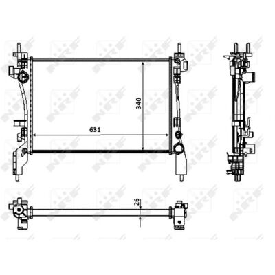 Radiador de aluminio NRF 53934 - Aletas soldadas - 630mm de ancho Radiador de aluminio NRF 53934 - Aletas soldadas - 630mm de ancho