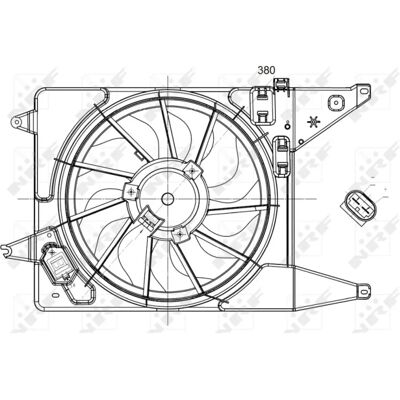 NRF 47225 Fläktmotor för Dacia - 380mm, 6 blad, 12V - Kylning NRF 47225 Fläktmotor för Dacia - 380mm, 6 blad, 12V - Kylning