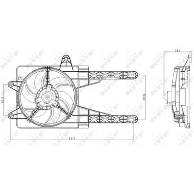 NRF 47247 Ventilateur Moteur - Rectangulaire, 7 Palets, 12V NRF 47247 Ventilateur Moteur - Rectangulaire, 7 Palets, 12V