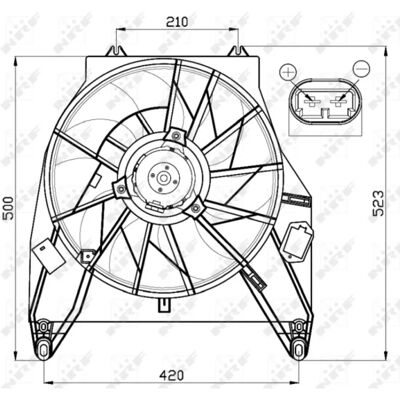 NRF 47456 Tuulettimen moottori - Radiatorin tuuletin - 12V, 385mm, 8 lavkaa NRF 47456 Tuulettimen moottori - Radiatorin tuuletin - 12V, 385mm, 8 lavkaa