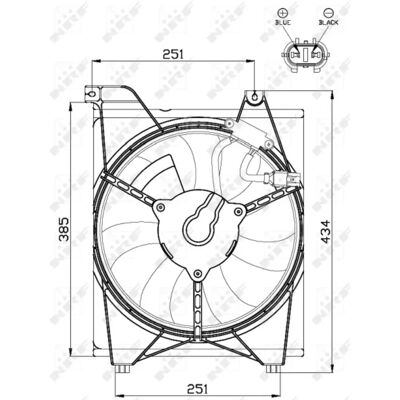 NRF RIO 2 47515 Ventola Radiatore Ovale - Motore Ventilatore NRF RIO 2 47515 Ventola Radiatore Ovale - Motore Ventilatore