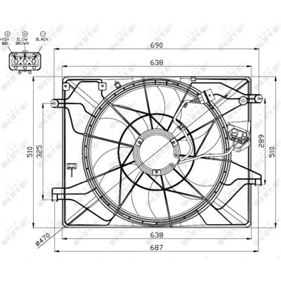 NRF 47560 Ventilator med Ramme - Radiator Køling NRF 47560 Ventilator med Ramme - Radiator Køling