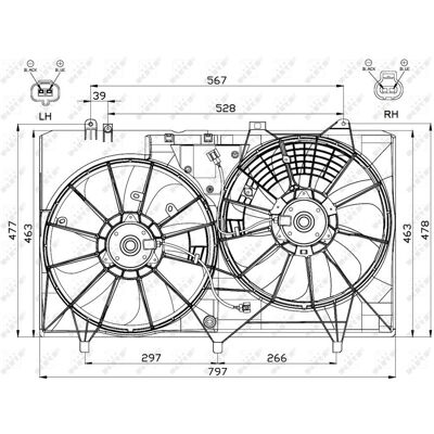 NRF 47565 Ventilatormotor - Ovalt, 12V, 7 Blade - Radiator Fan NRF 47565 Ventilatormotor - Ovalt, 12V, 7 Blade - Radiator Fan