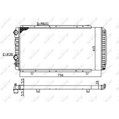 NRF 52062A Alumiinijäähdytin - Moottorin jäähdytys - 790mm NRF 52062A Alumiinijäähdytin - Moottorin jäähdytys - 790mm