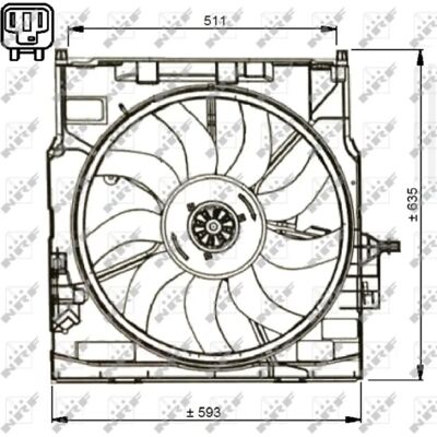 NRF 47734 Radiatorfläktmotor - Borstlös, 850W, 12V, 9 blad NRF 47734 Radiatorfläktmotor - Borstlös, 850W, 12V, 9 blad
