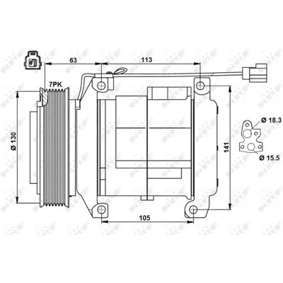 NRF 10S17C Kompressor - 7 Rillen, PAG 46 Öl, 12V - Klimaanlage NRF 10S17C Kompressor - 7 Rillen, PAG 46 Öl, 12V - Klimaanlage
