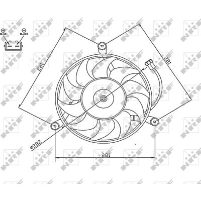 NRF 282 12 500 Ventilatormotor - Radiatorventilator ramme inkluderet NRF 282 12 500 Ventilatormotor - Radiatorventilator ramme inkluderet