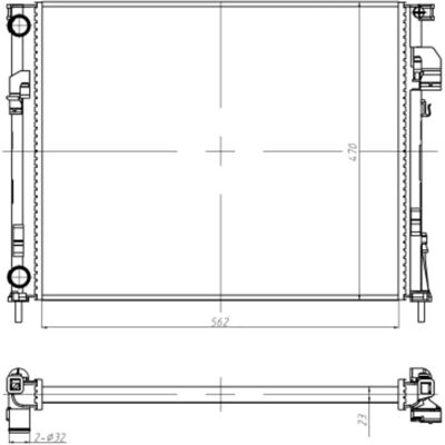 Radiador de alumínio NRF 58332A - 470x562x23mm Radiador de alumínio NRF 58332A - 470x562x23mm