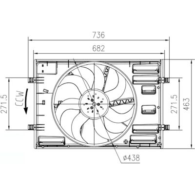 NRF 438mm Tuuletinmoottori - Kompakti, 400W, 12V, 7 siipeä NRF 438mm Tuuletinmoottori - Kompakti, 400W, 12V, 7 siipeä