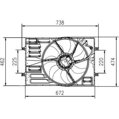 NRF 47950 Jäähdyttimen tuuletin - Radiatorin kehys - 400W - 12V NRF 47950 Jäähdyttimen tuuletin - Radiatorin kehys - 400W - 12V