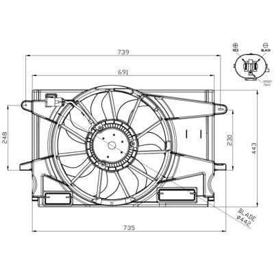 NRF 47951 Motor ventilatorului radiatorului - Cadru, 12V, Opel/Vauxhall NRF 47951 Motor ventilatorului radiatorului - Cadru, 12V, Opel/Vauxhall