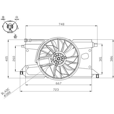 NRF 47961 Ventilatormotor med Radiatorramme - Ventilator, Køling, 12V NRF 47961 Ventilatormotor med Radiatorramme - Ventilator, Køling, 12V