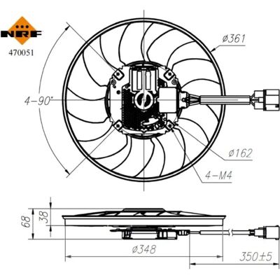 NRF 470051 Kølevifte Motor - Radiator Ventilator - Kompatibel med Audi NRF 470051 Kølevifte Motor - Radiator Ventilator - Kompatibel med Audi
