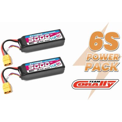 Team Corally 6S Power Pack - 2x TRC Lipo 50c 3S 11,1V 5000mAh Team Corally 6S Power Pack - 2x TRC Lipo 50c 3S 11,1V 5000mAh