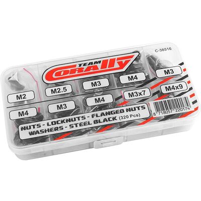 Team Corally - Lock Nut Washer Set - Zwart Team Corally - Lock Nut Washer Set - Zwart