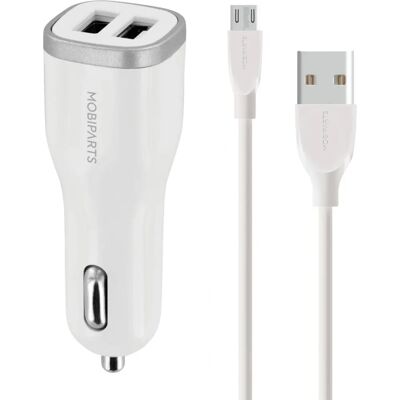 Chargeur voiture Mobiparts MP-37538 USB double - 12-24V - Blanc - Publicité Chargeur voiture Mobiparts MP-37538 USB double - 12-24V - Blanc - Publicité