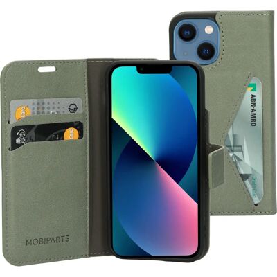 Coque portefeuille classique Mobiparts pour iPhone 13 Mini Vert Pierre - coque de téléphone - Publicité Coque portefeuille classique Mobiparts pour iPhone 13 Mini Vert Pierre - coque de téléphone - Publicité