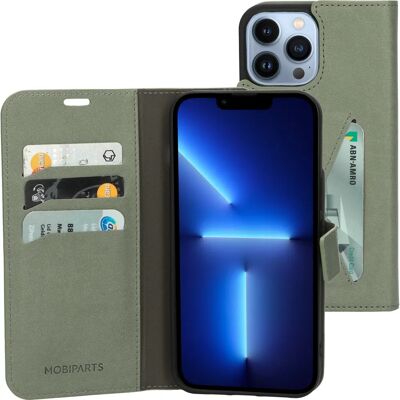 Étui portefeuille classique Mobiparts Apple iPhone 13 Pro Max Vert Pierre - Publicité Étui portefeuille classique Mobiparts Apple iPhone 13 Pro Max Vert Pierre - Publicité
