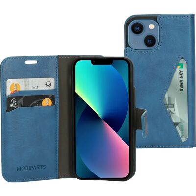 Mobiparts Classic Wallet Hülle Apple iPhone 13 Mini Stahlblau - Handyhülle Mobiparts Classic Wallet Hülle Apple iPhone 13 Mini Stahlblau - Handyhülle