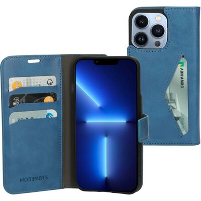 Coque portefeuille classique Mobiparts pour iPhone 13 Pro Bleu Acier - Étui Coque portefeuille classique Mobiparts pour iPhone 13 Pro Bleu Acier - Étui
