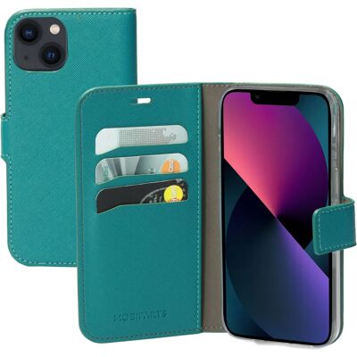 Mobiparts Saffiano Geldbörse Hülle Apple iPhone 13 Türkis - Geldbörse Handyhülle Mobiparts Saffiano Geldbörse Hülle Apple iPhone 13 Türkis - Geldbörse Handyhülle