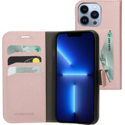 Coque portefeuille rose Mobiparts pour iPhone 13 Pro - Étui téléphone - Publicité Coque portefeuille rose Mobiparts pour iPhone 13 Pro - Étui téléphone - Publicité