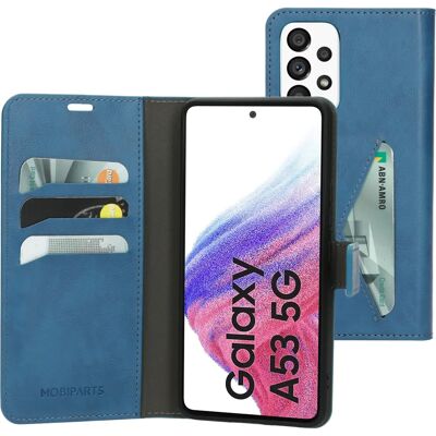 Mobiparts Samsung Galaxy A53 (2022) Stahl Blau Geldbörse Hülle Mobiparts Samsung Galaxy A53 (2022) Stahl Blau Geldbörse Hülle