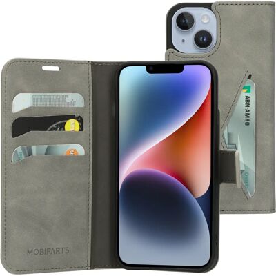 Étui portefeuille Mobiparts iPhone 14 Granite Grey - Publicité Étui portefeuille Mobiparts iPhone 14 Granite Grey - Publicité
