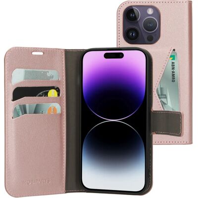 Étui portefeuille rose pour iPhone 14 Pro de Mobiparts - Publicité Étui portefeuille rose pour iPhone 14 Pro de Mobiparts - Publicité