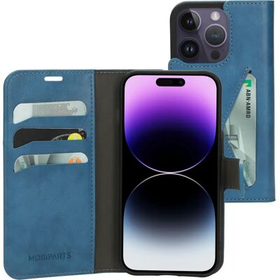 Mobiparts Classic Wallet Hülle Apple iPhone 14 Pro Stahl Blau - Handyhülle Mobiparts Classic Wallet Hülle Apple iPhone 14 Pro Stahl Blau - Handyhülle