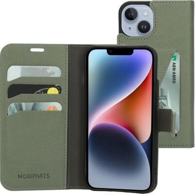 Mobiparts iPhone 14 Stein Grüne Brieftasche Hülle - Handyhülle Mobiparts iPhone 14 Stein Grüne Brieftasche Hülle - Handyhülle