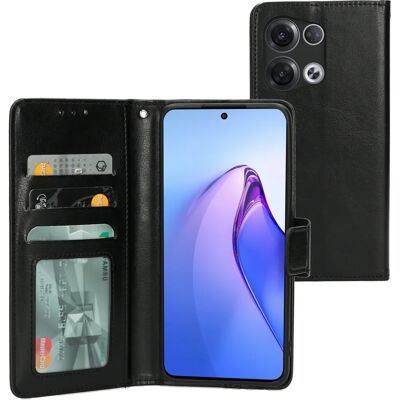 Mobiparts Classic Wallet Hülle Oppo Reno8 Pro 5G Schwarz - Handyhülle Mobiparts Classic Wallet Hülle Oppo Reno8 Pro 5G Schwarz - Handyhülle