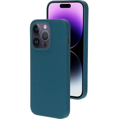 Coque en silicone Mobiparts pour iPhone 14 Pro Bleuet - Publicité Coque en silicone Mobiparts pour iPhone 14 Pro Bleuet - Publicité
