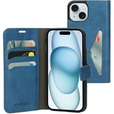 Coque Classic Wallet Mobiparts pour iPhone 15 Bleu Acier - Publicité Coque Classic Wallet Mobiparts pour iPhone 15 Bleu Acier - Publicité