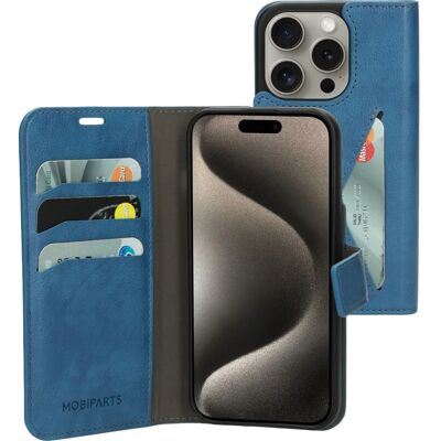Coque portefeuille classique Mobiparts pour iPhone 15 Pro Bleu Acier - étui - Publicité Coque portefeuille classique Mobiparts pour iPhone 15 Pro Bleu Acier - étui - Publicité