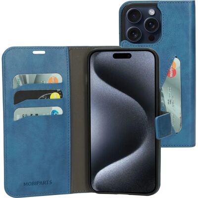 Mobiparts Classic Wallet Hülle Apple iPhone 15 Pro Max Stahlblau - Handyhülle Mobiparts Classic Wallet Hülle Apple iPhone 15 Pro Max Stahlblau - Handyhülle