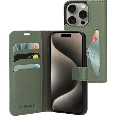 Mobiparts Classic Wallet Case Apple iPhone 15 Pro Stein Grün Mobiparts Classic Wallet Case Apple iPhone 15 Pro Stein Grün