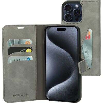 Mobiparts Classic Wallet Hülle Apple iPhone 15 Pro Max Granite Grey Mobiparts Classic Wallet Hülle Apple iPhone 15 Pro Max Granite Grey