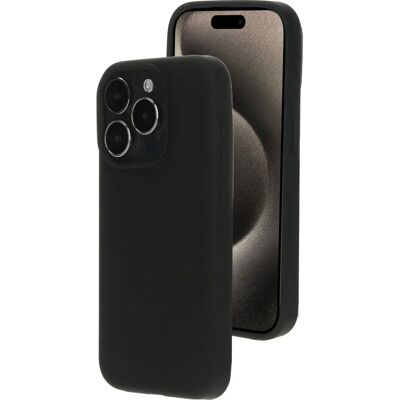 Coque en silicone noire Mobiparts pour iPhone 15 Pro - Housse de téléphone - Publicité Coque en silicone noire Mobiparts pour iPhone 15 Pro - Housse de téléphone - Publicité