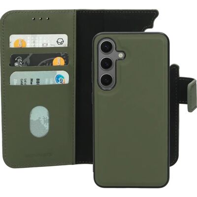 Coque portefeuille 2 en 1 en cuir Mobiparts Samsung Galaxy S24 Vert - Publicité Coque portefeuille 2 en 1 en cuir Mobiparts Samsung Galaxy S24 Vert - Publicité