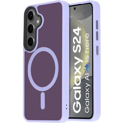 Coque Satin Lila Mobiparts Samsung Galaxy S24 MagSafe - Publicité Coque Satin Lila Mobiparts Samsung Galaxy S24 MagSafe - Publicité