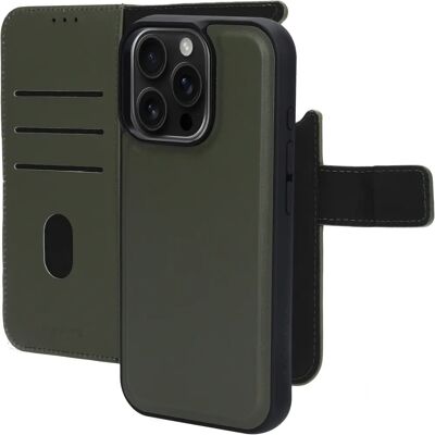 Mobiparts Leder 2-in-1 Brieftasche Hülle Apple iPhone 16 Pro Grün - Handyhülle Mobiparts Leder 2-in-1 Brieftasche Hülle Apple iPhone 16 Pro Grün - Handyhülle