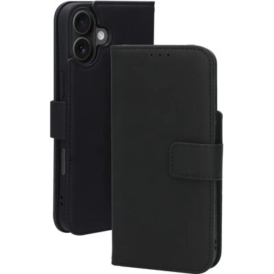 Mobiparts Leder Wallet Hülle Apple iPhone 16 Plus Schwarz - Handyhülle Mobiparts Leder Wallet Hülle Apple iPhone 16 Plus Schwarz - Handyhülle